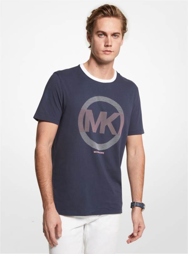 Panske Tricko Michael Kors Logo Charm Cotton Indigo - Oblecenie Michael Kors Sleva | ZNASV-5062